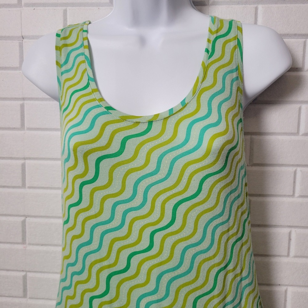 Vintage Gudrun Sjoden Tank Dress Size S Green Aqua Artsy Micromodal A-Line - Picture 2 of 10